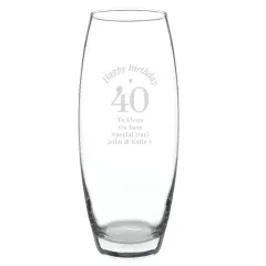 Personalised Engraved Glass Vase, Milestone Birthday Flower Holder, Custom Name and Age Engraved Gift thumbnail 3