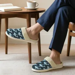 Men's Faux Fur Trim Indoor Slippers thumbnail 1