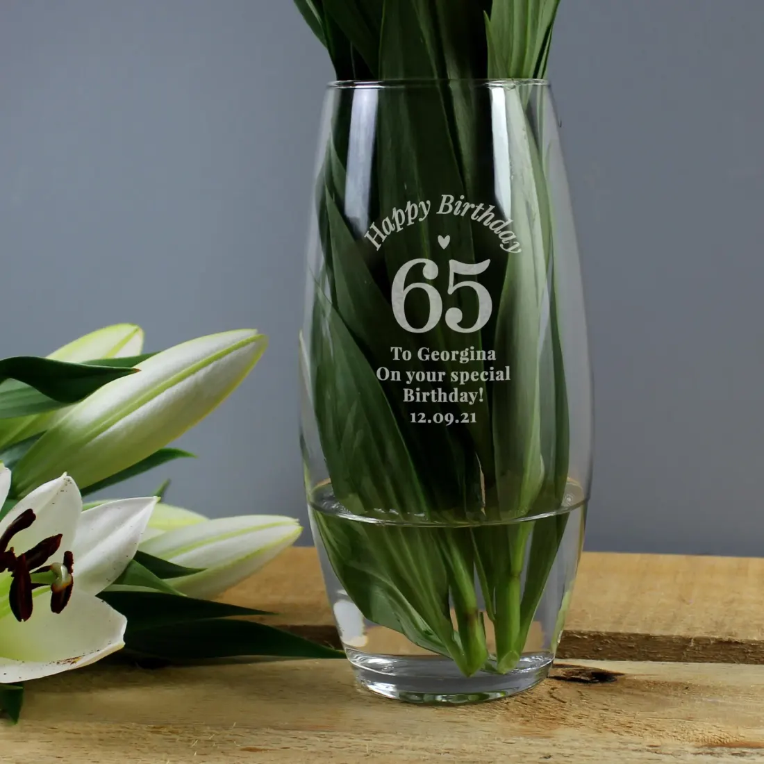 Personalised Engraved Glass Vase, Milestone Birthday Flower Holder, Custom Name and Age Engraved Gift — photo 5