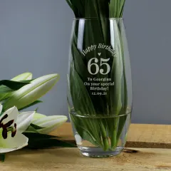 Personalised Engraved Glass Vase, Milestone Birthday Flower Holder, Custom Name and Age Engraved Gift thumbnail 5