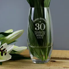 Personalised Engraved Glass Vase, Milestone Birthday Flower Holder, Custom Name and Age Engraved Gift thumbnail 6