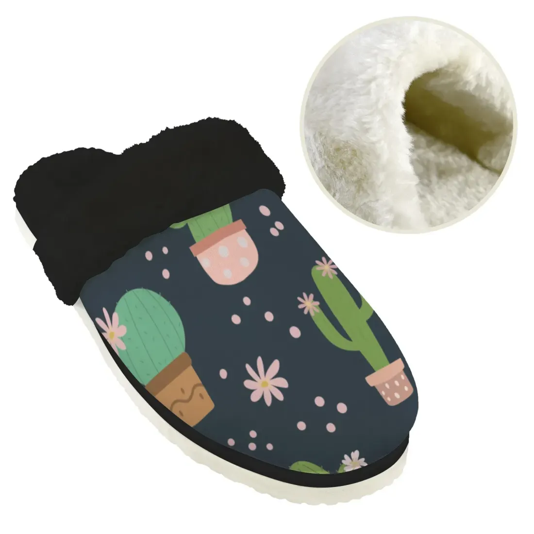 Women's Faux Fur Trim Indoor Slippers — photo 3