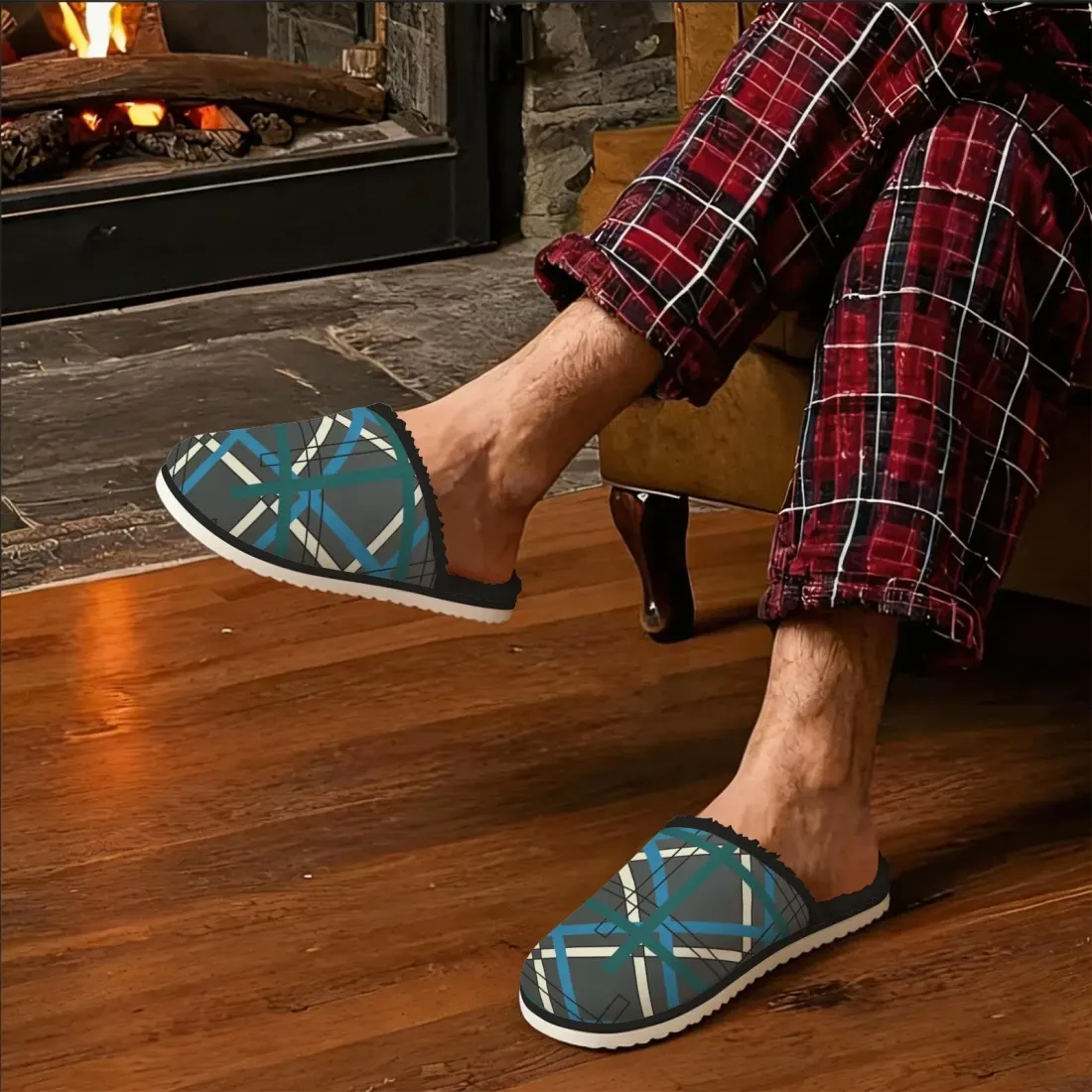 Men's Faux Fur Lined Indoor Slippers
