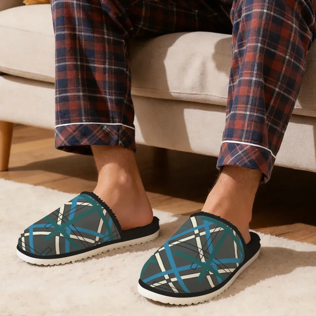 Men's Faux Fur Lined Indoor Slippers — photo 2