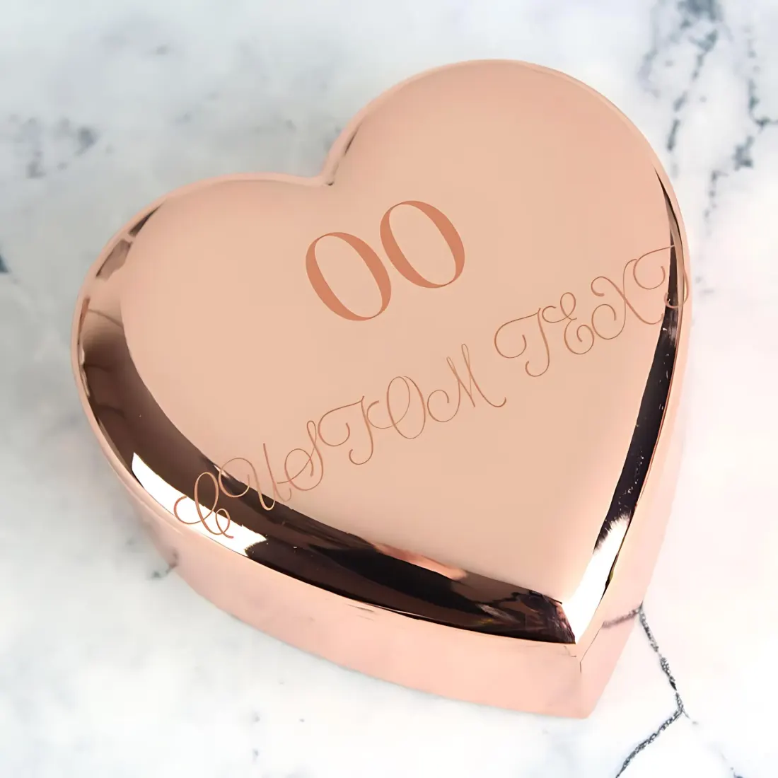 Personalised Big Age Rose Gold Heart Trinket Box, Milestone Birthday Keepsake, Custom Engraved Gift — photo 2