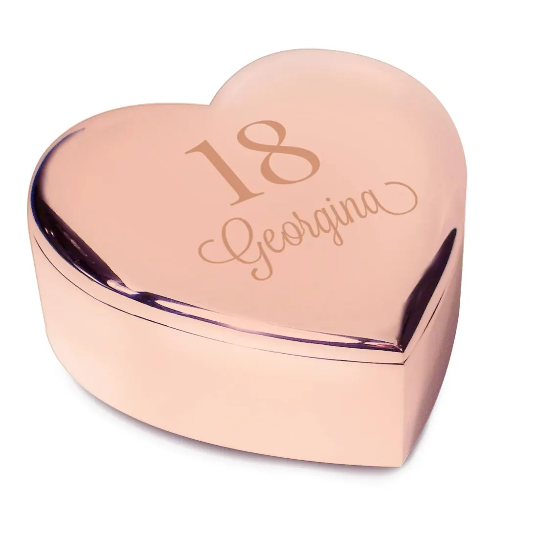 Personalised Big Age Rose Gold Heart Trinket Box, Milestone Birthday Keepsake, Custom Engraved Gift — photo 3