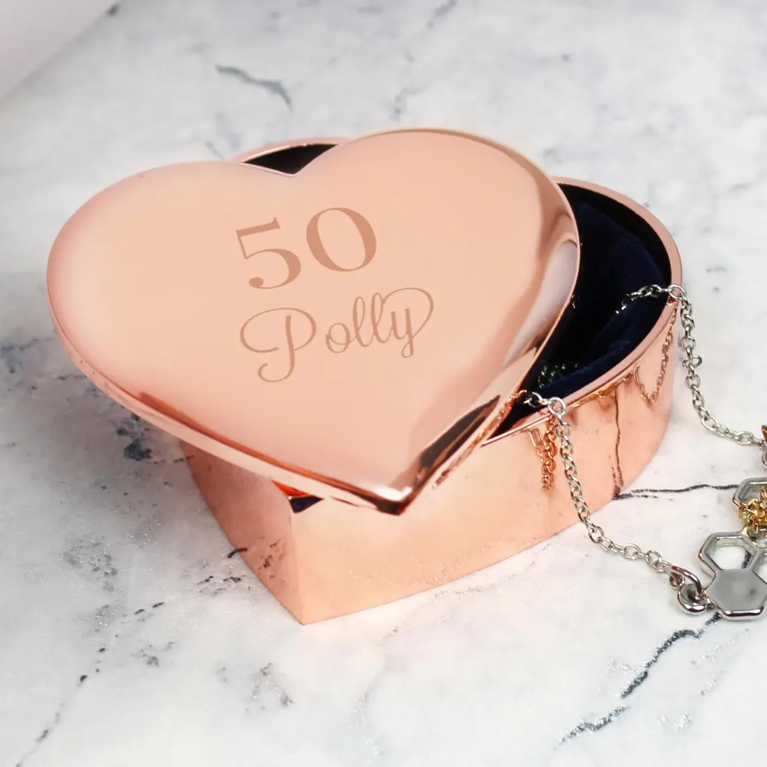 Personalised Big Age Rose Gold Heart Trinket Box, Milestone Birthday Keepsake, Custom Engraved Gift — photo 4