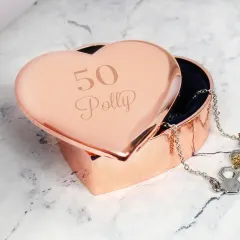 Personalised Big Age Rose Gold Heart Trinket Box, Milestone Birthday Keepsake, Custom Engraved Gift thumbnail 4