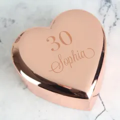 Personalised Big Age Rose Gold Heart Trinket Box, Milestone Birthday Keepsake, Custom Engraved Gift thumbnail 5