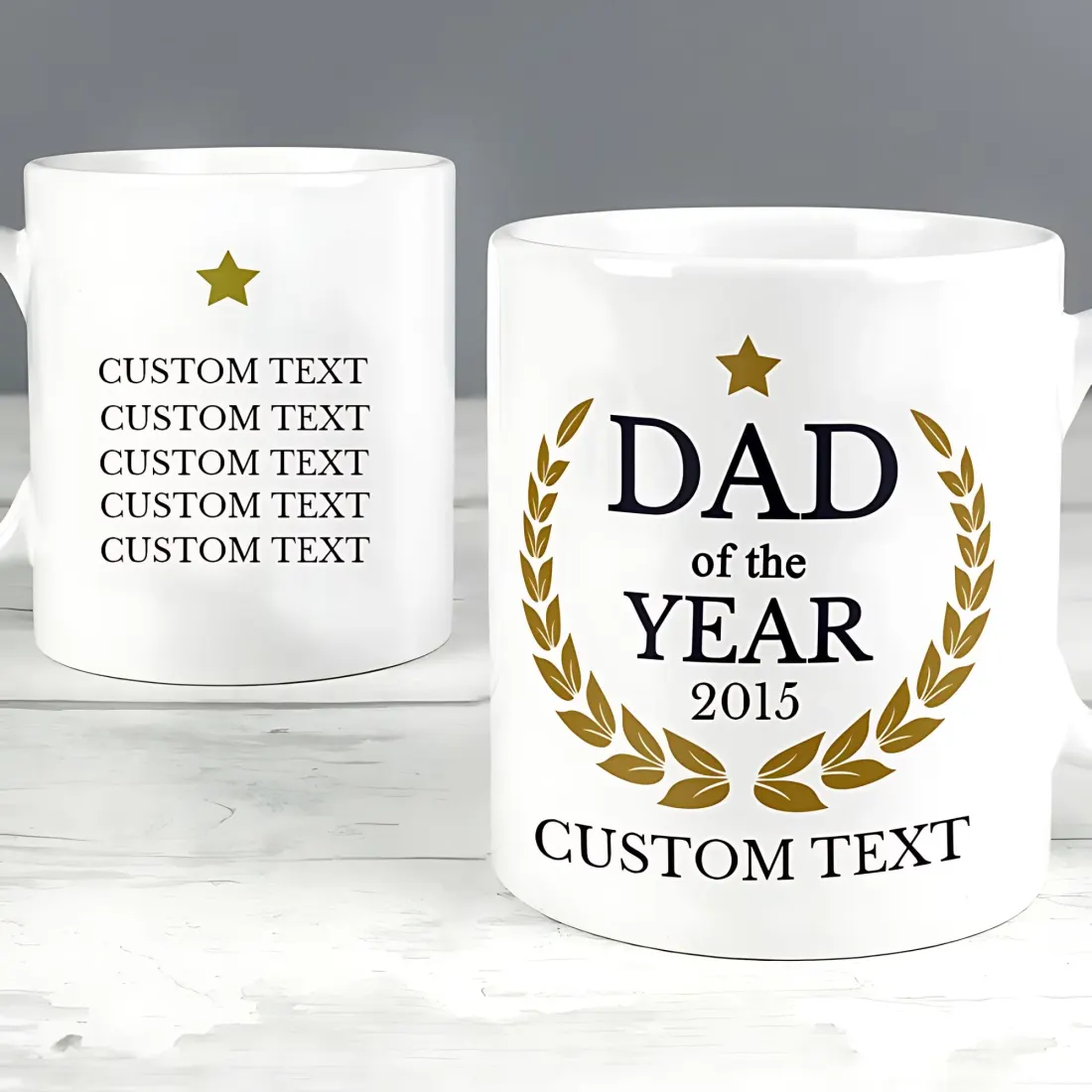 Custom Dad of the Year Mug, Personalised Engraved White Ceramic Tea Cup — photo 2