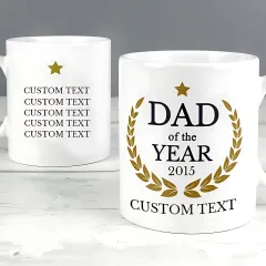 Custom Dad of the Year Mug, Personalised Engraved White Ceramic Tea Cup thumbnail 2