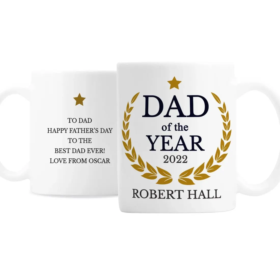 Custom Dad of the Year Mug, Personalised Engraved White Ceramic Tea Cup — photo 4
