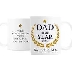 Custom Dad of the Year Mug, Personalised Engraved White Ceramic Tea Cup thumbnail 4