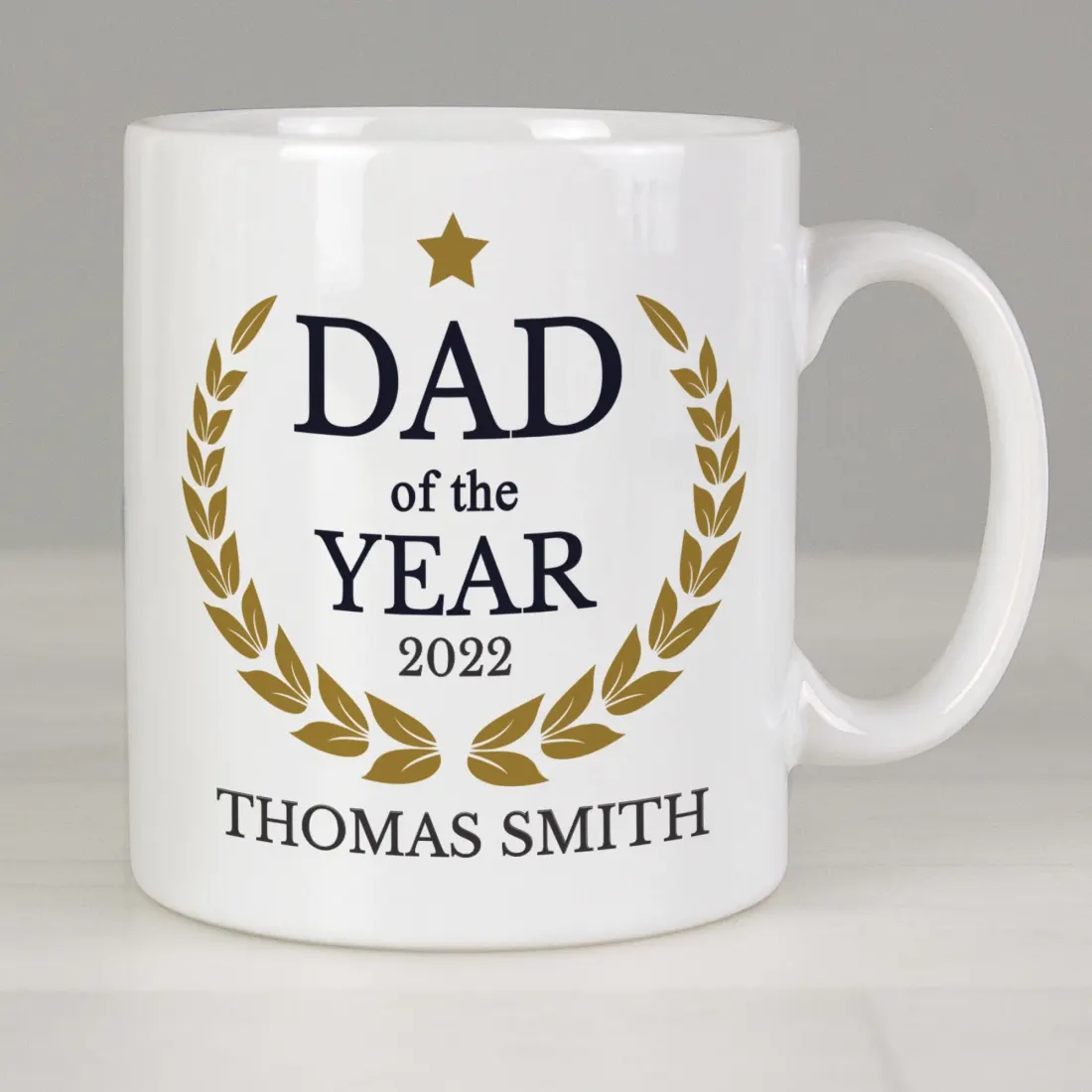 Custom Dad of the Year Mug, Personalised Engraved White Ceramic Tea Cup — photo 5