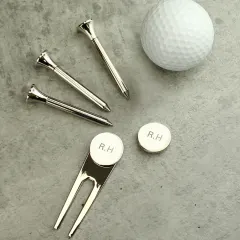 Personalised Golf Set, Engraved Divot Tool, Ball Marker, Silver-Plated Accessories thumbnail 1