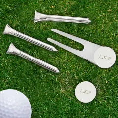 Personalised Golf Set, Engraved Divot Tool, Ball Marker, Silver-Plated Accessories thumbnail 4