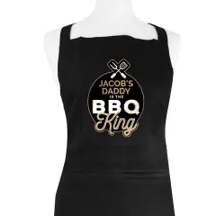 Personalised BBQ King Black Apron, Custom Engraved Cotton Chef Gift for Men thumbnail 4