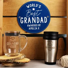 Personalized Stainless Steel Travel Mug, Engraved "World's Daddy" Thermal Tumbler thumbnail 3