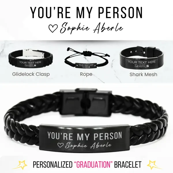 Personalized Anniversary Bracelet: Custom Laser Engraved You're My Person Couples Jewelry Gift