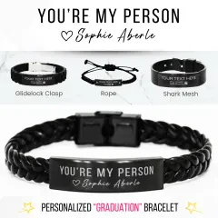 Personalized Anniversary Bracelet: Custom Laser Engraved You're My Person Couples Jewelry Gift thumbnail 1