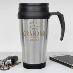 Personalized Stainless Steel Travel Mug, Engraved "World's Daddy" Thermal Tumbler thumbnail 5
