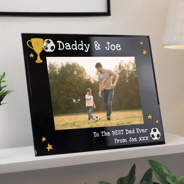 Engraved Black Glass Photo Frame, Personalized Daddy Gift, Custom Family Picture Frame
