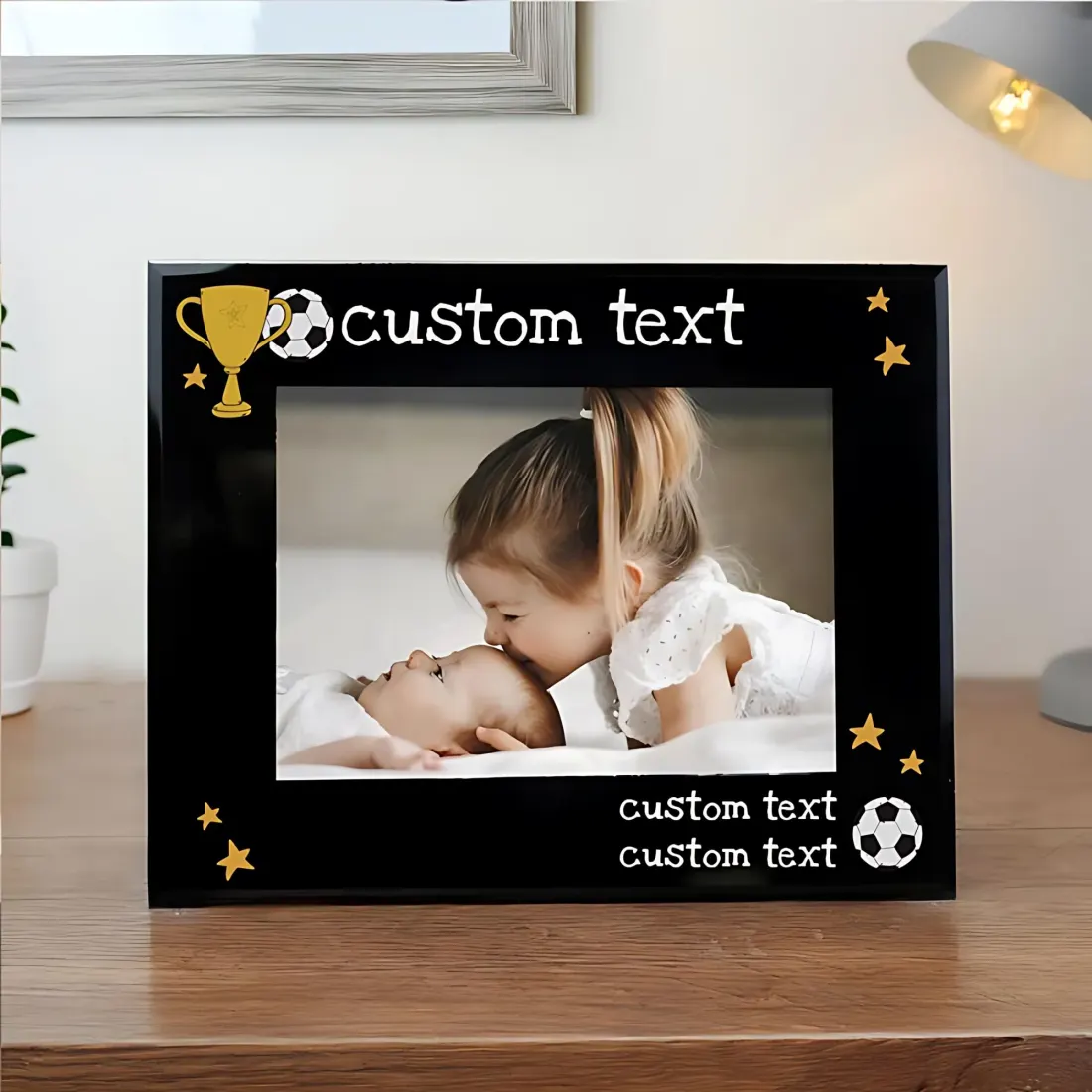Engraved Black Glass Photo Frame, Personalized Daddy Gift, Custom Family Picture Frame — photo 2