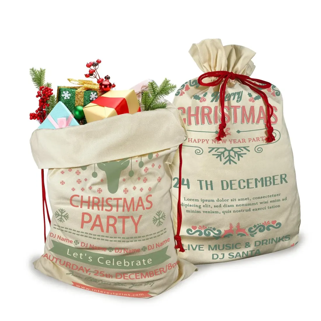 Large Gift Drawstring Bags 21" x 32" ( Set of 3 & Two Sides Printing ) — photo 3