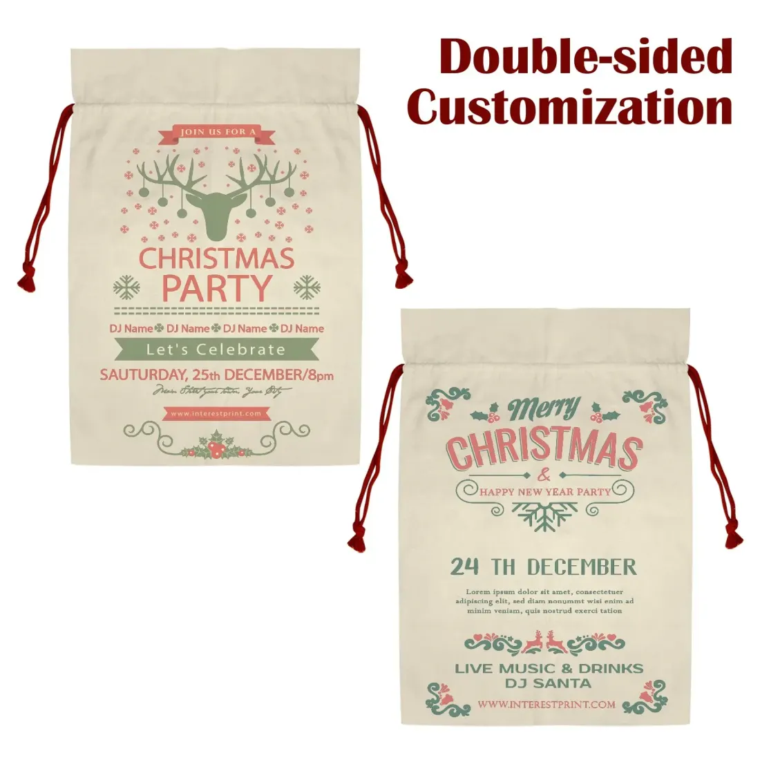 Large Gift Drawstring Bags 21" x 32" ( Set of 3 & Two Sides Printing ) — photo 5