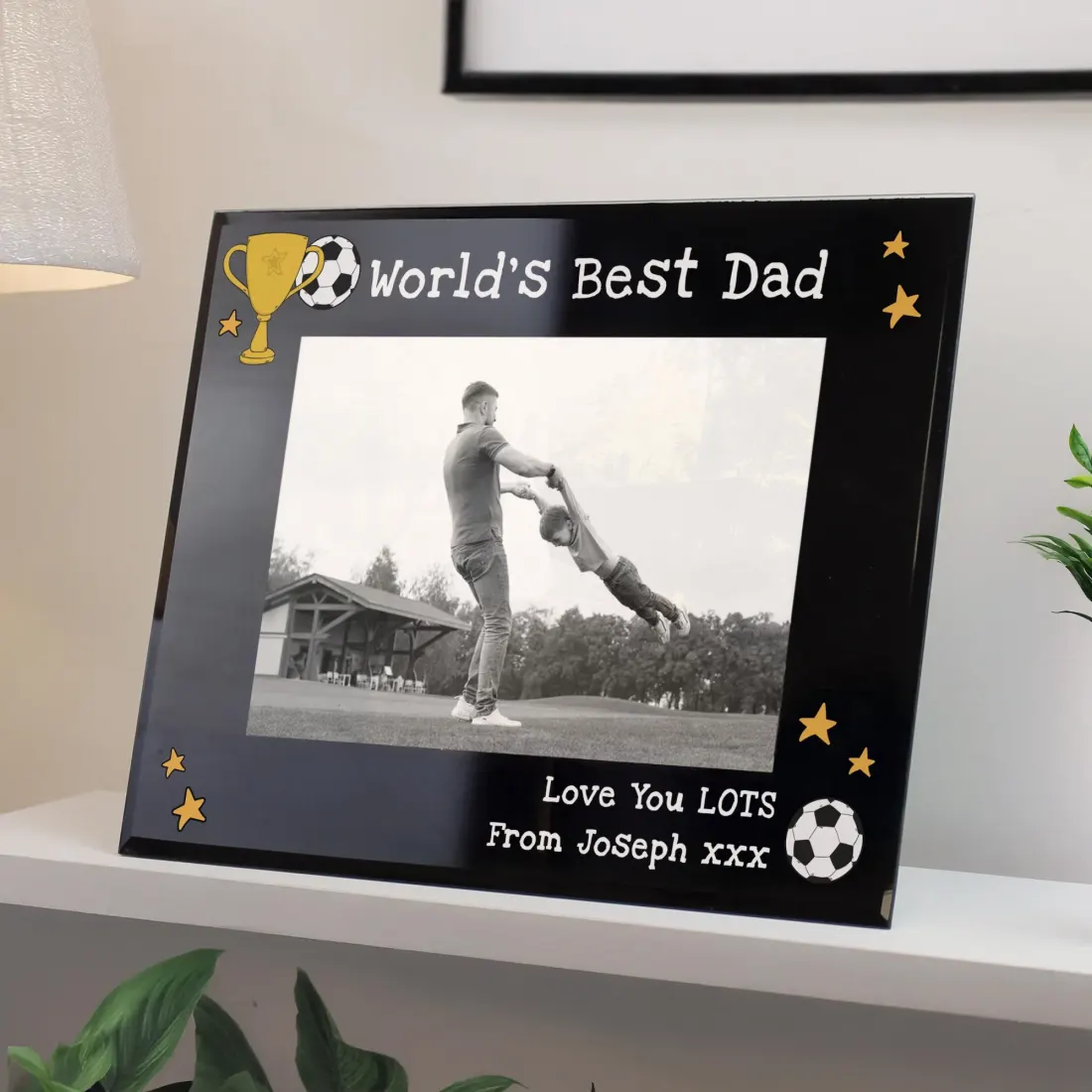 Engraved Black Glass Photo Frame, Personalized Daddy Gift, Custom Family Picture Frame — photo 6