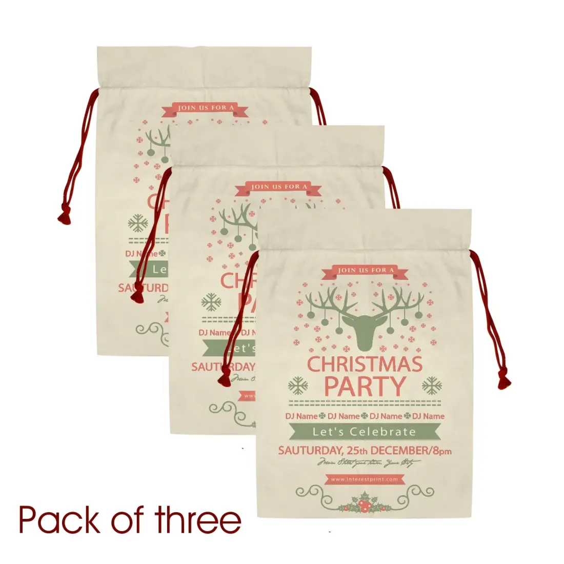 Large Gift Drawstring Bags 21" x 32" ( Set of 3 & Two Sides Printing ) — photo 6