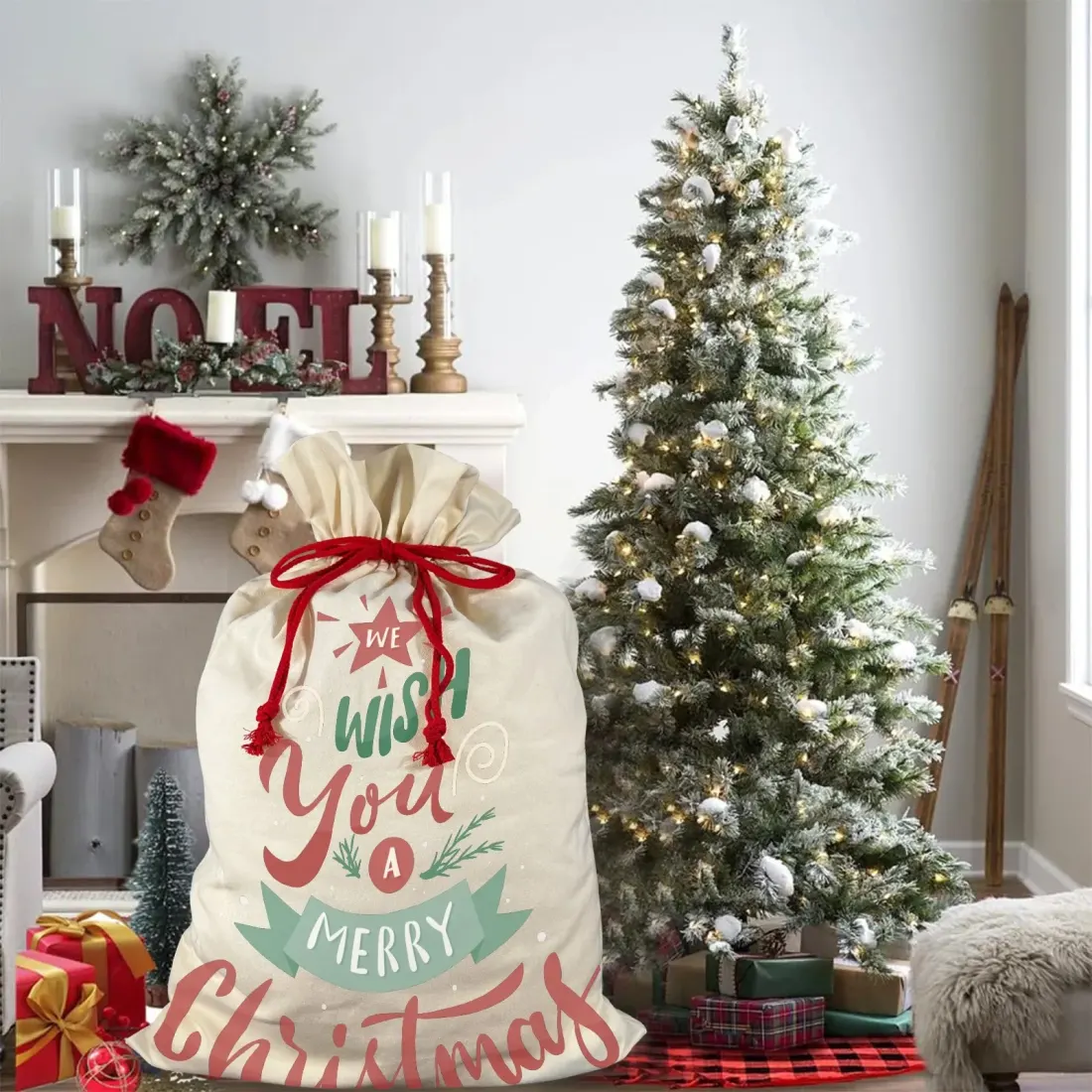 Large Gift Drawstring Bag 21" x 32" ( Two Sides Printing )
