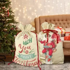 Large Gift Drawstring Bag 21" x 32" ( Two Sides Printing ) thumbnail 2