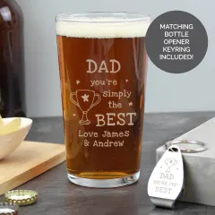 Custom Engraved Pint Glass and Bottle Opener Set, Dad Gift thumbnail 1