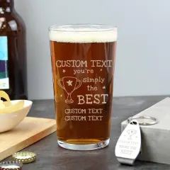 Custom Engraved Pint Glass and Bottle Opener Set, Dad Gift thumbnail 2