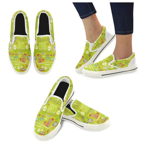 Slip-on Canvas Kid's Shoes (Big Kid) (Model 019)