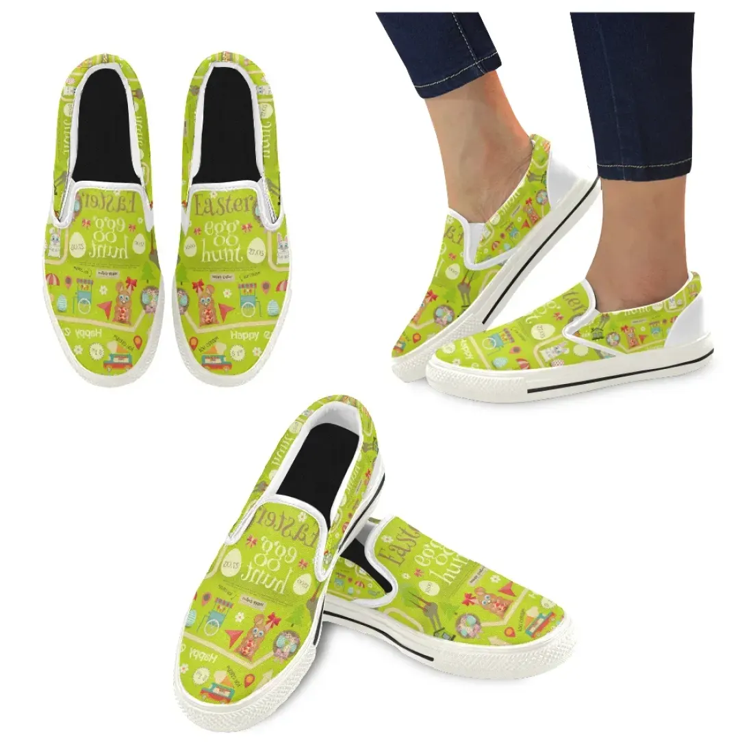 Slip-on Canvas Kid's Shoes (Big Kid) (Model 019)