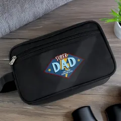 Personalised Super Dad Wash Bag, Custom Engraved Travel Pouch thumbnail 3