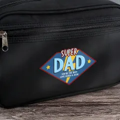 Personalised Super Dad Wash Bag, Custom Engraved Travel Pouch thumbnail 4