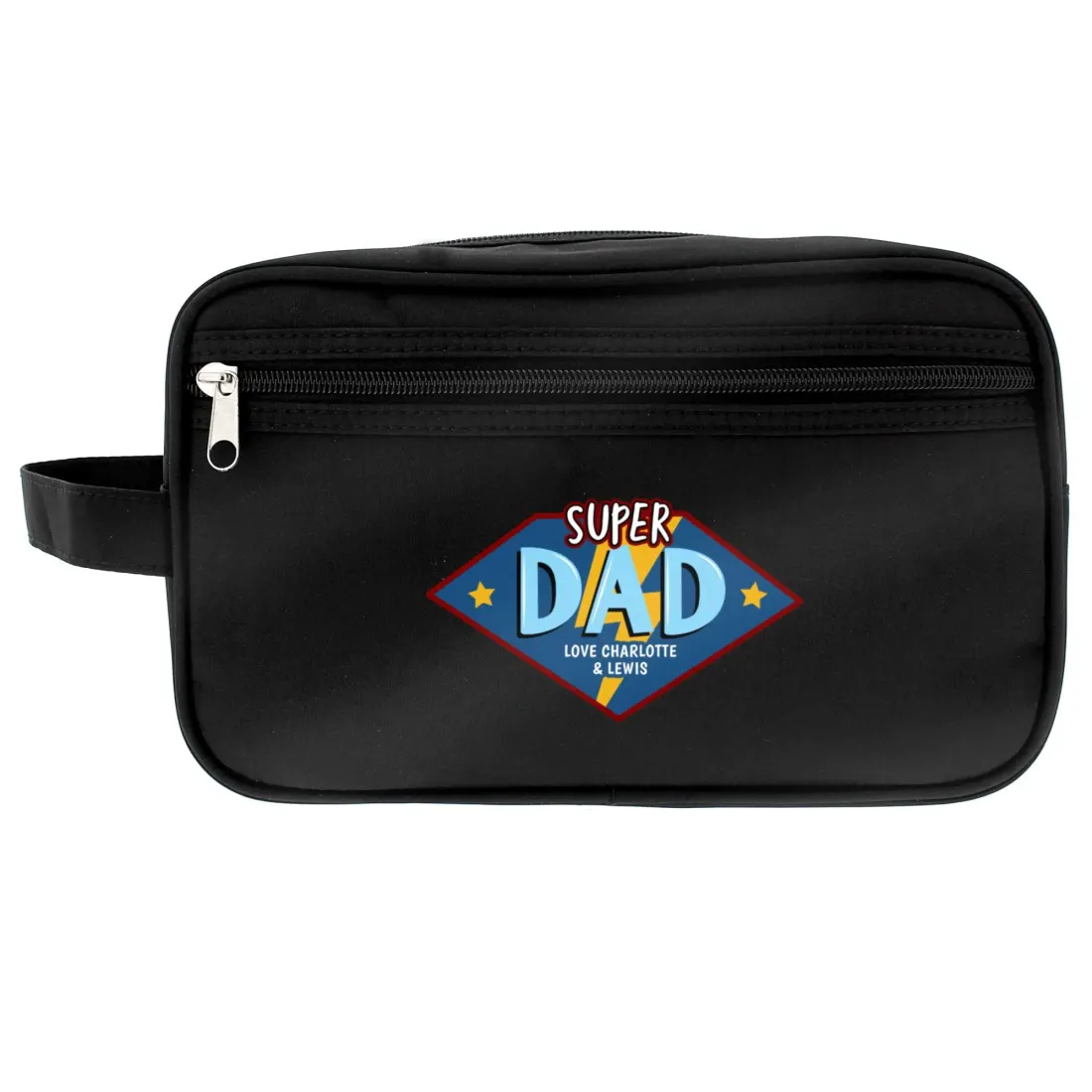 Personalised Super Dad Wash Bag, Custom Engraved Travel Pouch — photo 5