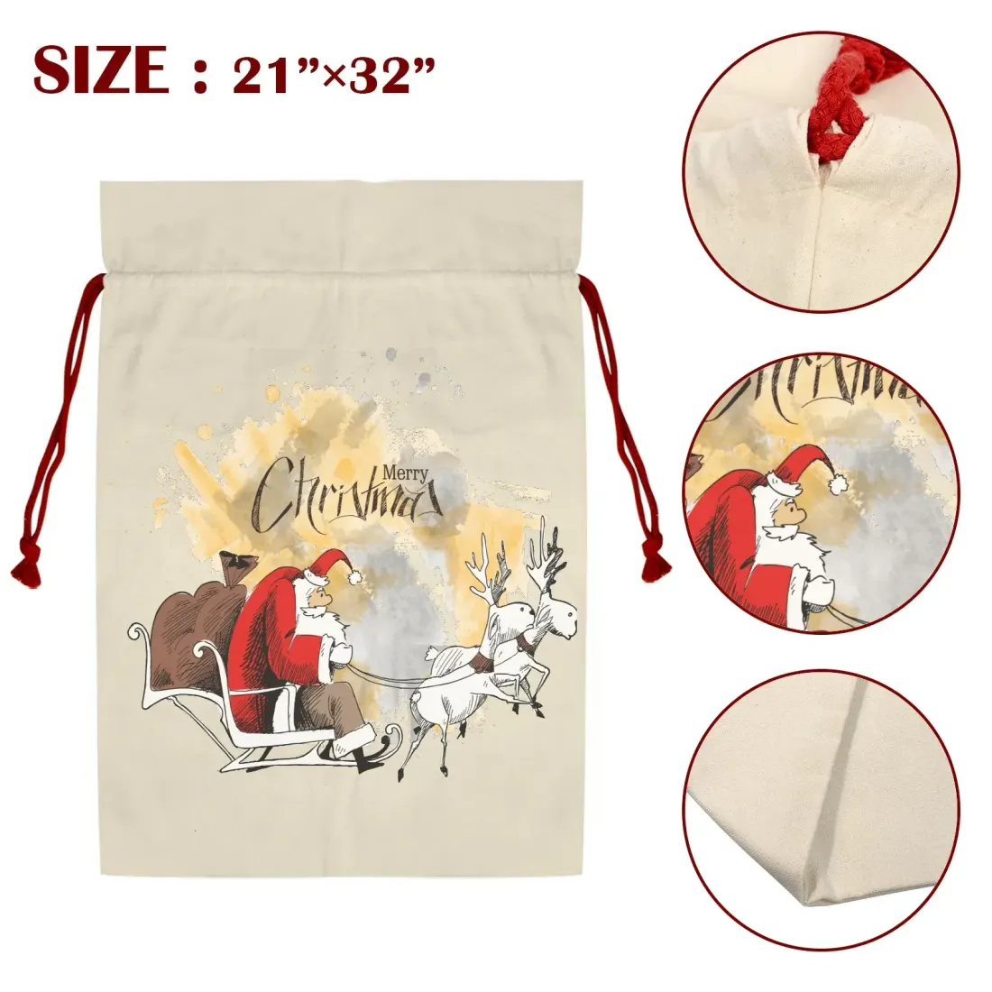 Large Gift Drawstring Bags 21" x 32" ( Set of 3 & One Side Printing ) — photo 4