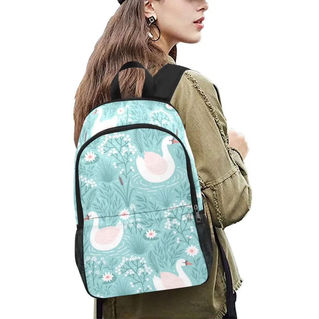 Casual Adult Backpack with Side Mesh Pockets (Model 1659)