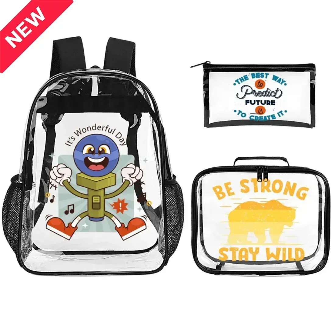3-Piece Clear Backpack Set