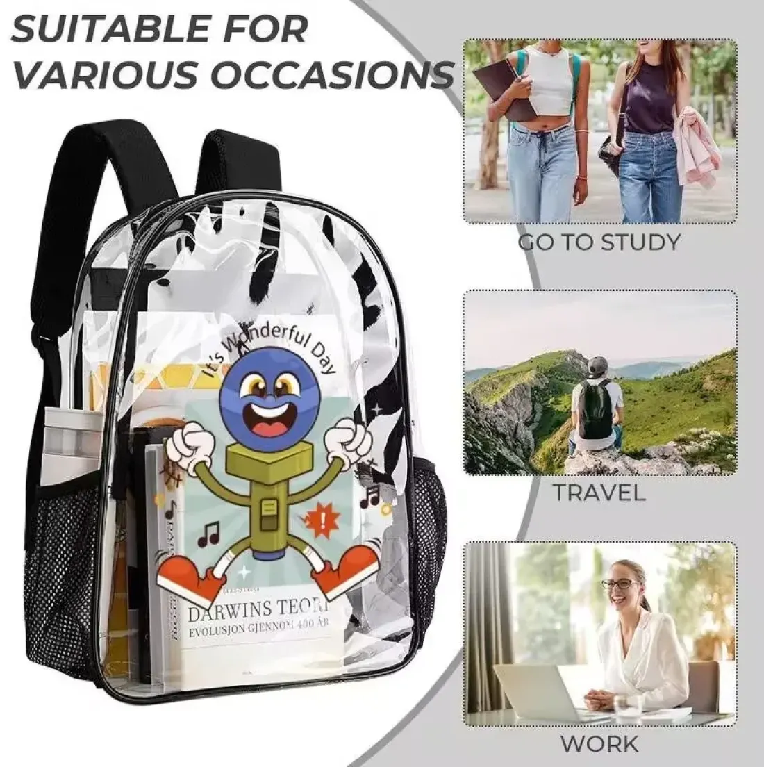 3-Piece Clear Backpack Set — photo 3