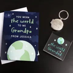 Engraved Round Photo Keyring, Personalised Keepsake, You Mean The World To Me Daddy thumbnail 3