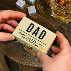 Custom Engraved Whiskey Stones, Personalized Soapstone Gift for Him, Reusable Barware Cubes thumbnail 1