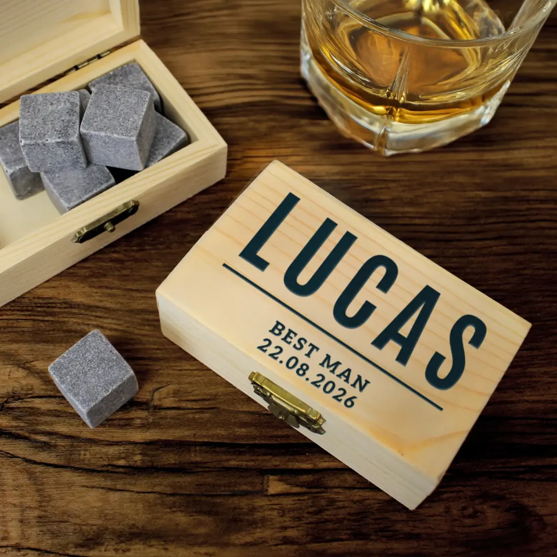 Custom Engraved Whiskey Stones, Personalized Soapstone Gift for Him, Reusable Barware Cubes — photo 3