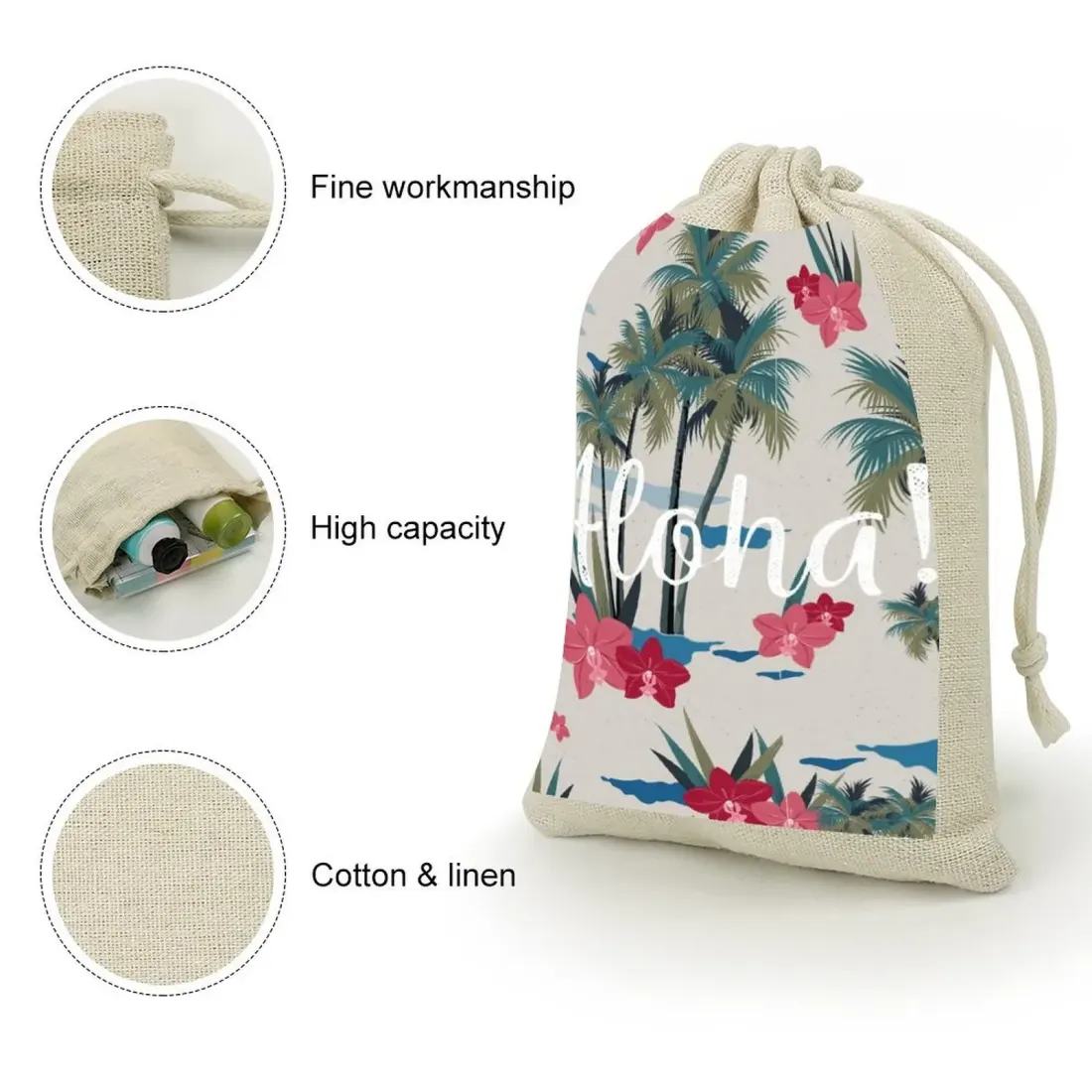 Small Cotton Linen Drawstring Bags(8 Pcs) — photo 4