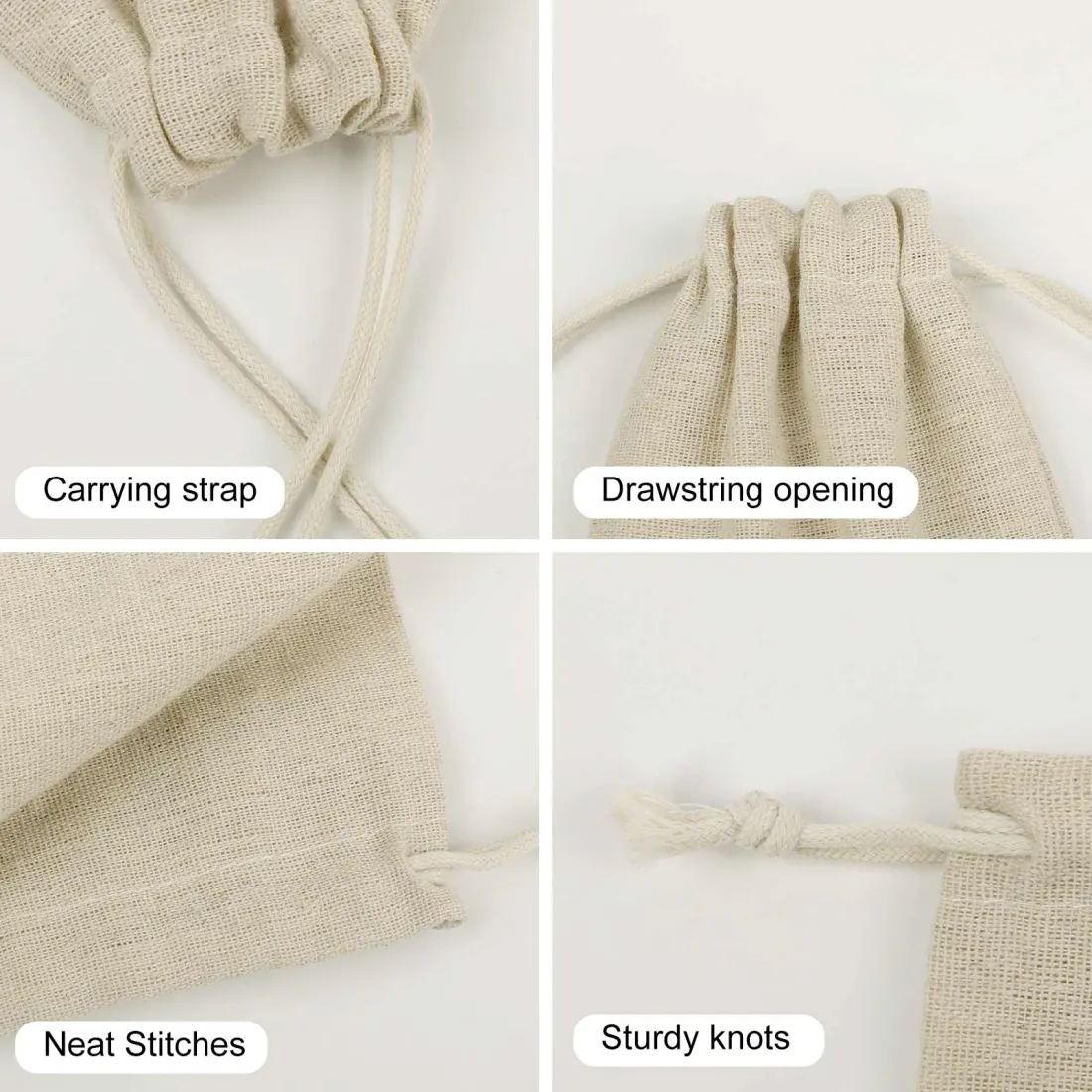 Small Cotton Linen Drawstring Bags(8 Pcs) — photo 5