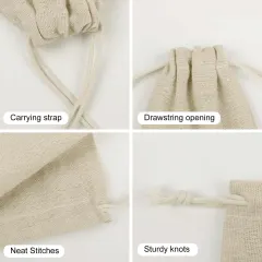 Small Cotton Linen Drawstring Bags(8 Pcs) thumbnail 5
